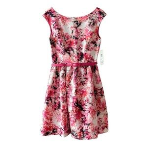 Eliza J Pink Floral Fit and Flare Dress